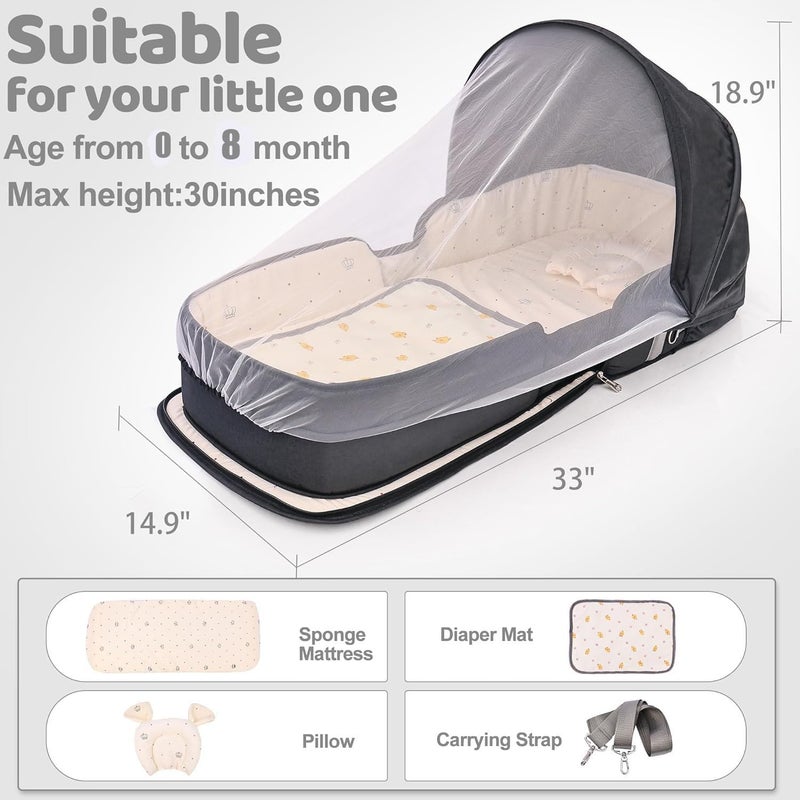 YVMVDV Portable Travel Bassinet for 0-8M Baby, Portable Travel Baby Bed, Cosleeping Baby Bed with Mosquito Net, Lightweight and Foldable - Image 4